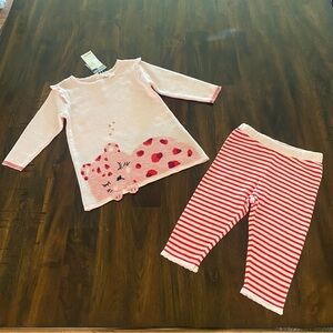 Catimini Paris Knit Pink Heart Sleeping Cat Set